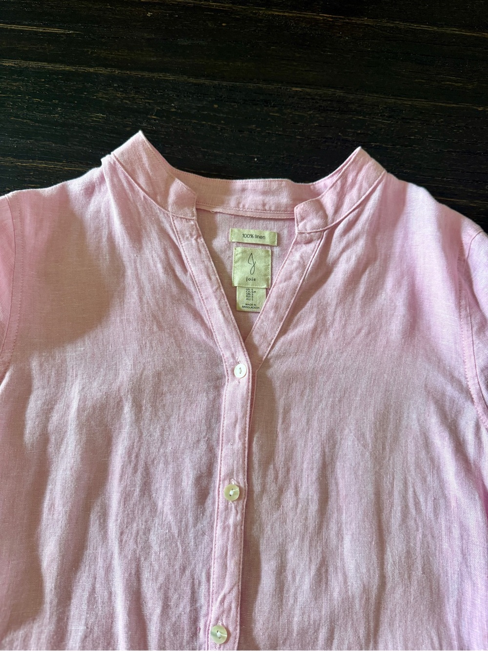 Joie Light Pink Button-Front Linen Shirt Dress - Picture 3 of 6